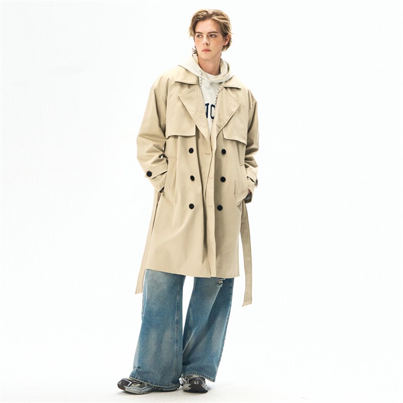 现货中长款大衣男2025新款春季外套高级感英伦风衣F02525-P98，男装风衣，星座308B-2