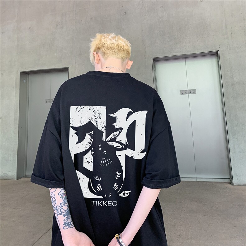 背后印花宽松ins半袖上衣休闲男hiphop街头短袖T恤D328-T479-P28,男装T恤,电商D328