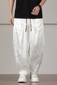 2025春夏风龙纹休闲裤男宽松大码潮牌小脚阔腿哈伦裤AK25P45图片