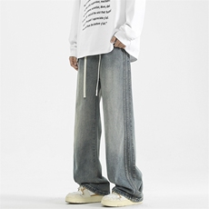 A320A-2507-特批45高品质时尚休闲潮流扎花阔腿牛仔裤，男装牛仔裤，电商A320A