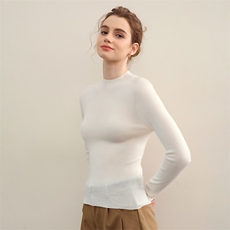 半高领长袖针织衫女秋冬内搭毛衣中袖无缝上衣打底衫，女装针织衫/毛衣，蒙莲贝斯