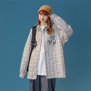 1中性风小香风长袖大码M-5XL中性风情侣潮衬衫女CCS8019P45控68图片
