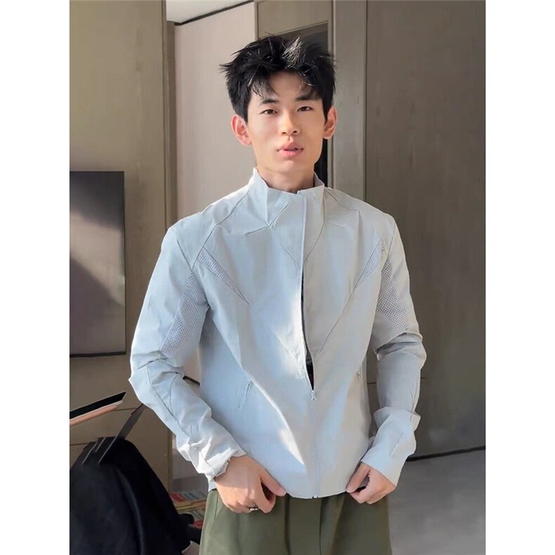 黑色速干立领防晒衣男款夏季轻薄高级感钓鱼服外套冰丝骑行服夹克,男装防晒衣,星座1210-1