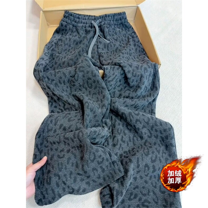 网图有货 豹纹宽松显瘦百搭加绒休闲裤男女A1173-常规P55 加绒P60图片