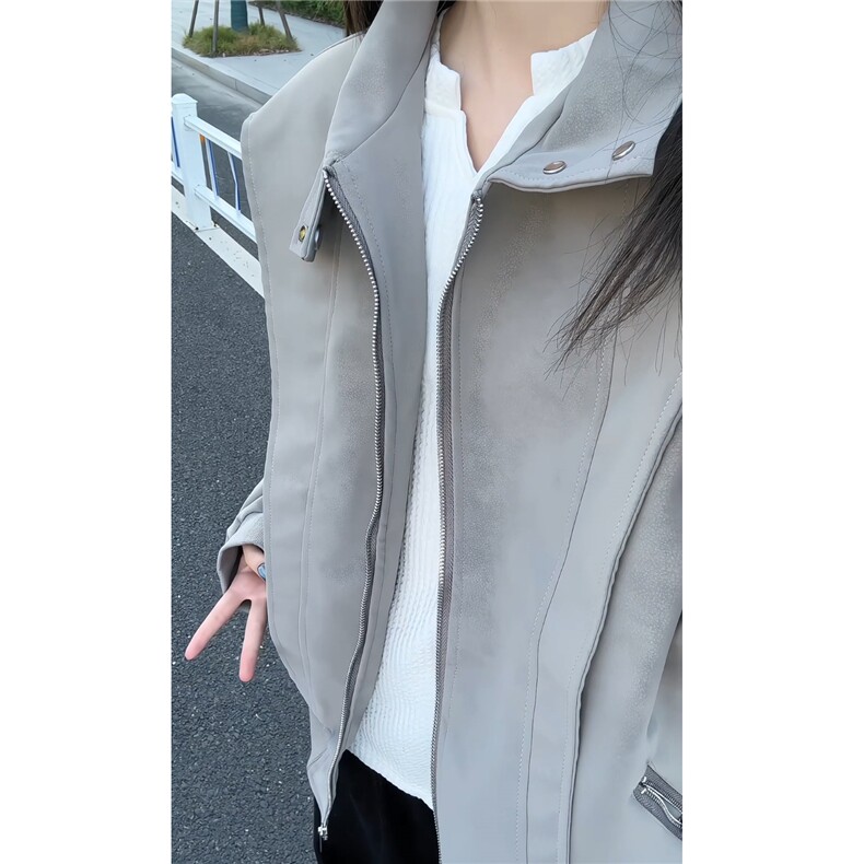 数据新款美式复古棒球领休闲美拉德水洗皮衣夹克JK2581P78,男装皮衣,电商A128