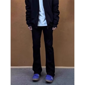 黑色直筒微喇牛仔裤男款春秋新款美式修身显瘦微喇裤Y370303-p38图片