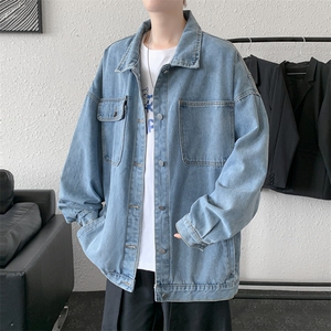 A684-P58 潮牌复古牛仔外套男2023秋季韩版潮流宽松休闲工装夹克图片
