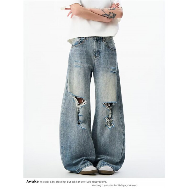 AK1903-P62美式复古高街网红港风潮流牛仔长裤，女装休闲裤，星座617A-2