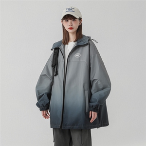 2025中性风山系防水冲锋衣渐变色夹克女大码M-5XL休闲JK77087P85图片