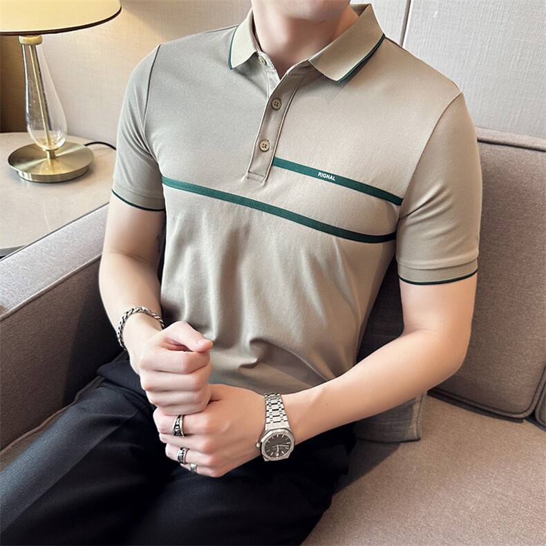 2023织带设计夏季短袖T恤翻领Polo衫大码半袖上衣T0240-P48,男装T恤,电商D342