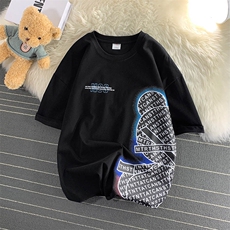 毛毯风DX120P35港风短袖青少年学生百搭休闲潮流宽松T恤纯，男装T恤，星座1204-3