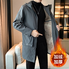 冬款中长款M-8XL胖子休闲加绒加厚男宽松拼接夹克男，男装夹克，星座209
