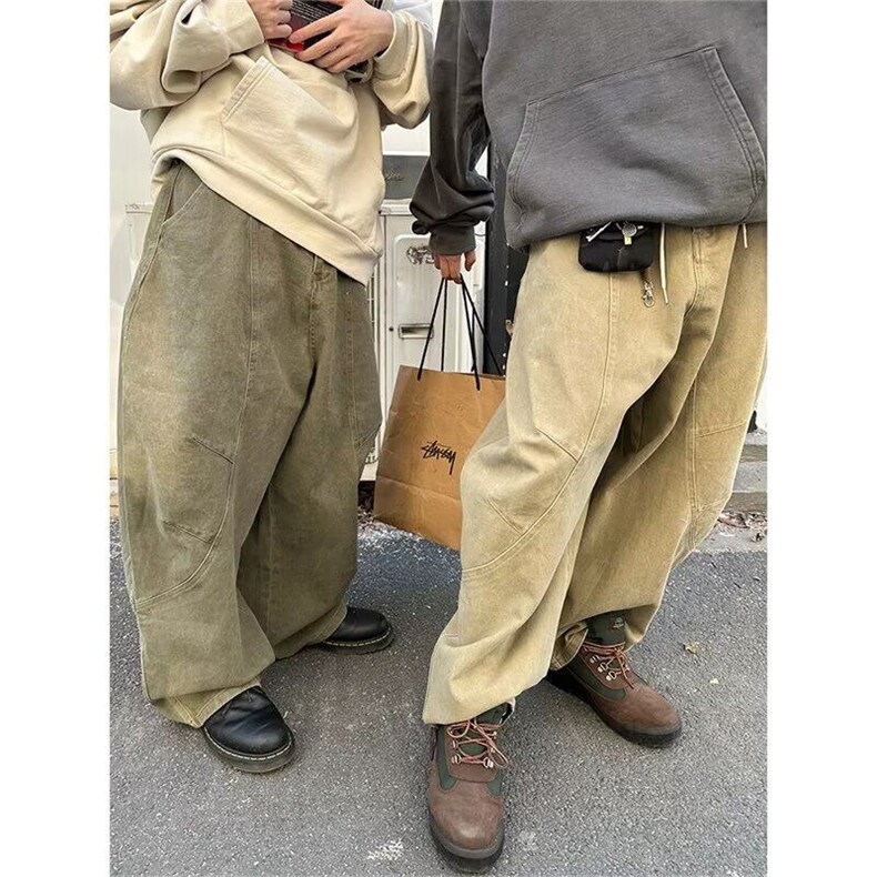 复古简约拖地弯刀裤男女宽松休闲阔腿休闲工装裤网图GKA8209-p55,男装工装外套,星座302B
