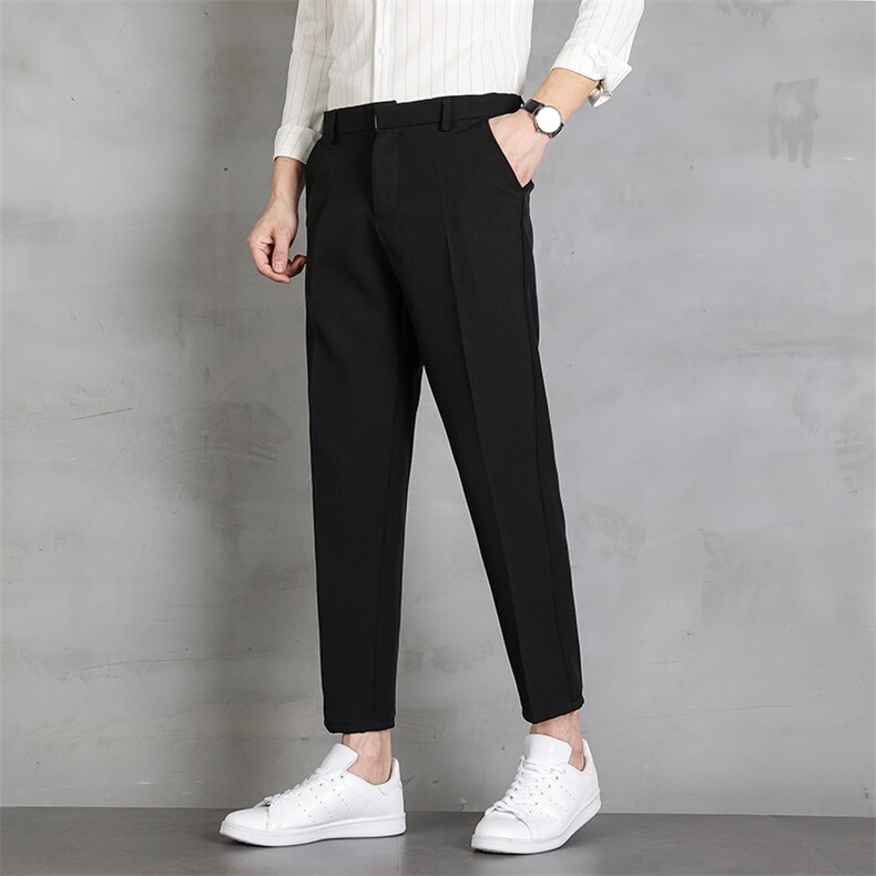 裤子男韩版潮流秋冬季新款九分小西裤男士修身垂感西装裤休闲长裤，男装西裤，星座505-2（原电商A260-1)