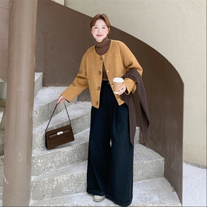 现货-2025年冬季新款小香风撞色高级感披肩毛呢夹棉百搭外套女图片