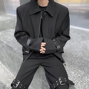 痞帅皮扣装饰翻领夹克外套男士夹棉加厚飞行服上衣冬季JK119-P138图片