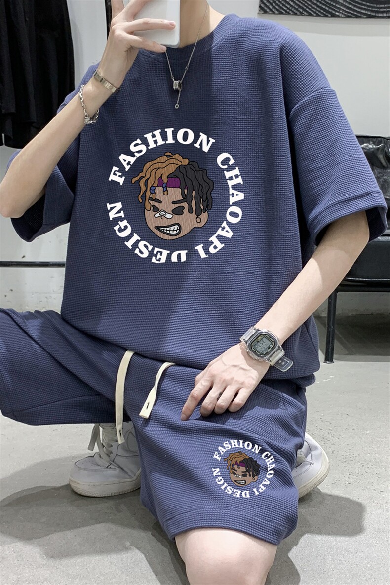 ！直播重磅推荐！2022夏季男士华夫格短袖T恤套装HTZ03P50,男装T恤,电商B220