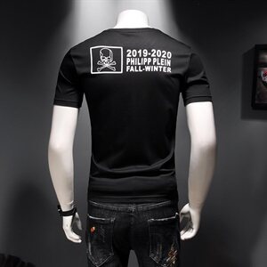 V124 夏季潮男个性老虎喷印双股丝光棉短袖T恤图片