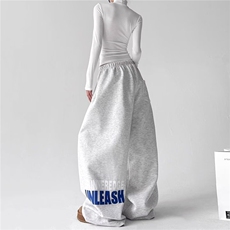 港风春款男女休闲卫裤阔腿拖地字母印花长裤H8097P43，男装休闲裤，星座1013-1