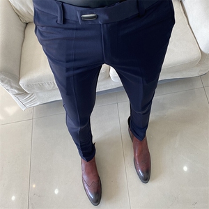 春季西裤男修身直筒高级感商务休闲裤男士裤长裤612九分6129—P55图片