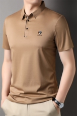 D33730钱塘2020-2夏季新款中青年男士翻领休闲胸标纯色T恤上衣P55，男装T恤，钱塘207-2