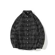 小香风春款男夹克衬衫长袖宽松格子衬衣休闲外套A011-2/8811TP45，男装夹克，电商A012