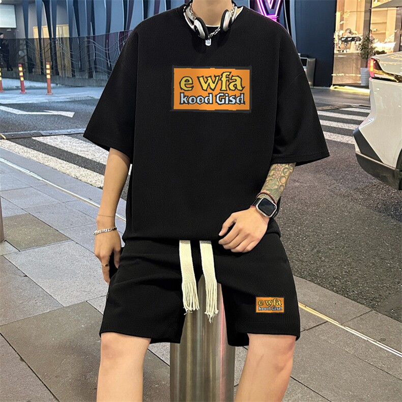 套装！ 华夫格套装短袖T恤短裤男 TZ238-特P 38图片
