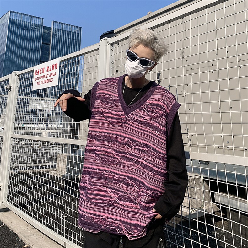 港风潮流针织衫男bf情侣学院风毛织背心无袖坎肩马甲MY05679-P46,男装背心/马甲,星座308B-2