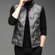 2023冬季新款男士立领白鸭绒休闲外套中年爸爸装加厚保暖羽绒马甲，男装背心/马甲，电商B212（原钱塘6029）