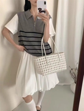 高档夏季新款t恤女短袖圆领宽松休闲正肩穿搭简约洋气小众ins，女装T恤，唐诺