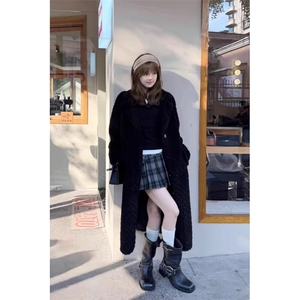 JK2501-P55 韩系学院风 格纹半身裙女高腰显瘦百褶裙短款a字裙图片