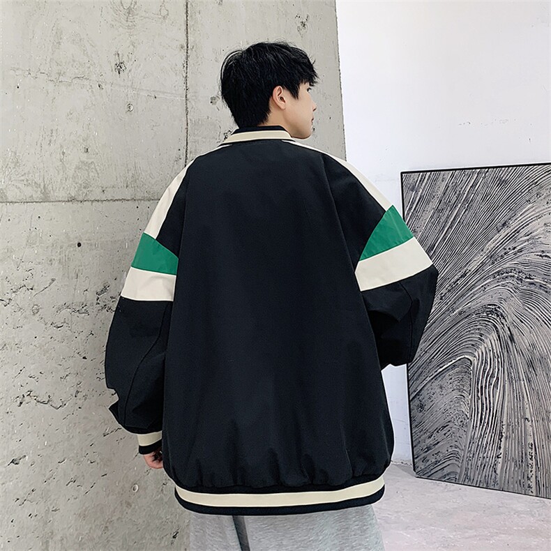 小牛津上衣夹克宽松落肩拼色棒球服外套XZ214-8JK700-P65,男装夹克,星座1204-3