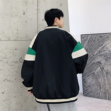 小牛津上衣夹克宽松落肩拼色棒球服外套XZ214-8JK700-P65，男装夹克，星座1204-3