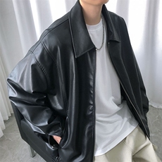 现货主推高质量皮衣外套男宽松皮夹克机车服A026P95加绒P105，男装夹克，电商A351