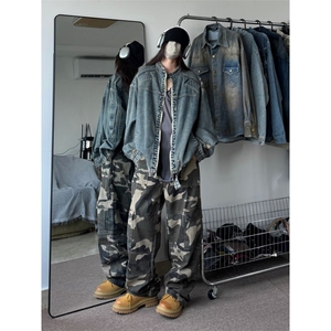 美式街头牛仔外套男女韩版潮流高街宽松2024秋冬ins夹克W5939-P95图片