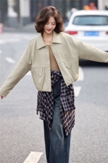 海宁皮衣女短款26年春秋新款皮夹克高级感气质小个子减龄外套，女装皮衣，美拉德工厂直营店