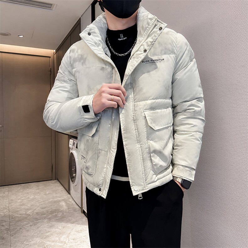 B216 M9910 P105 2025冬装新款男立领脏脏风羽绒棉衣外套 社会风图片