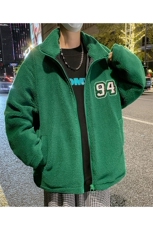 秋冬夜景港风宽松羊羔毛外套加厚男女款立领夹克ins潮JK30/P100，男装夹克，钱塘713