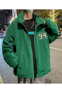 秋冬 夜景港风宽松羊羔毛外套加厚男女款立领夹克ins潮 JK30/P100图片
