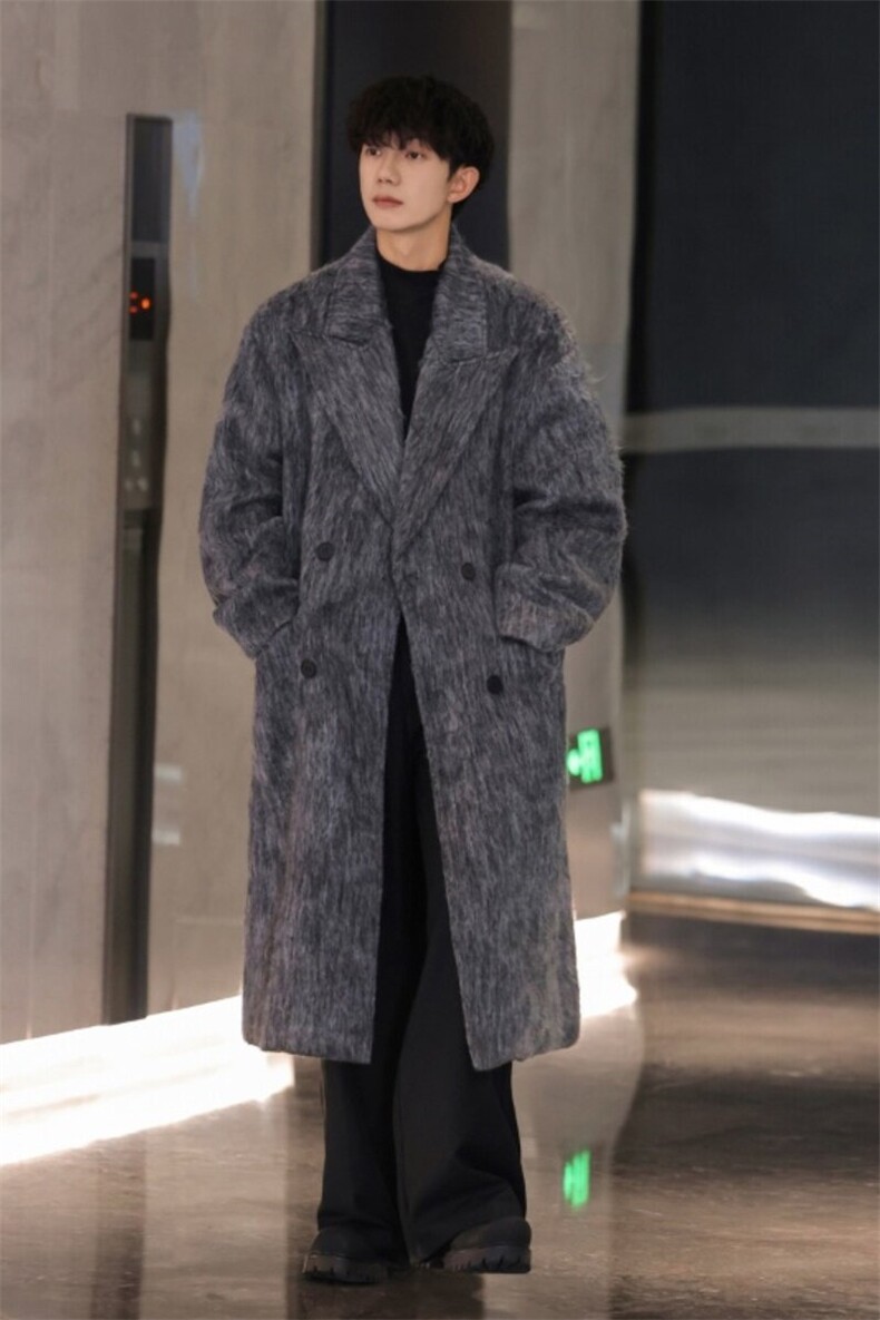 毛呢大衣男女中长款韩系秋冬装高级感炸街风衣外套F639-P138控168,男装风衣,星座812