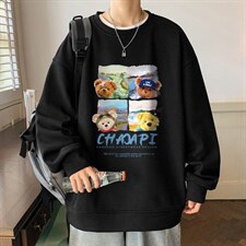 华夫格！2023秋季新款男士圆领卫衣潮流长袖T恤HWY10P30，男装卫衣，电商B220