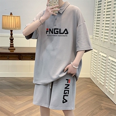 夏装潮简约时尚半袖套装2023潮牌印花Polo衫男女6623-P70控价98，男装Polo衫，电商A441-1