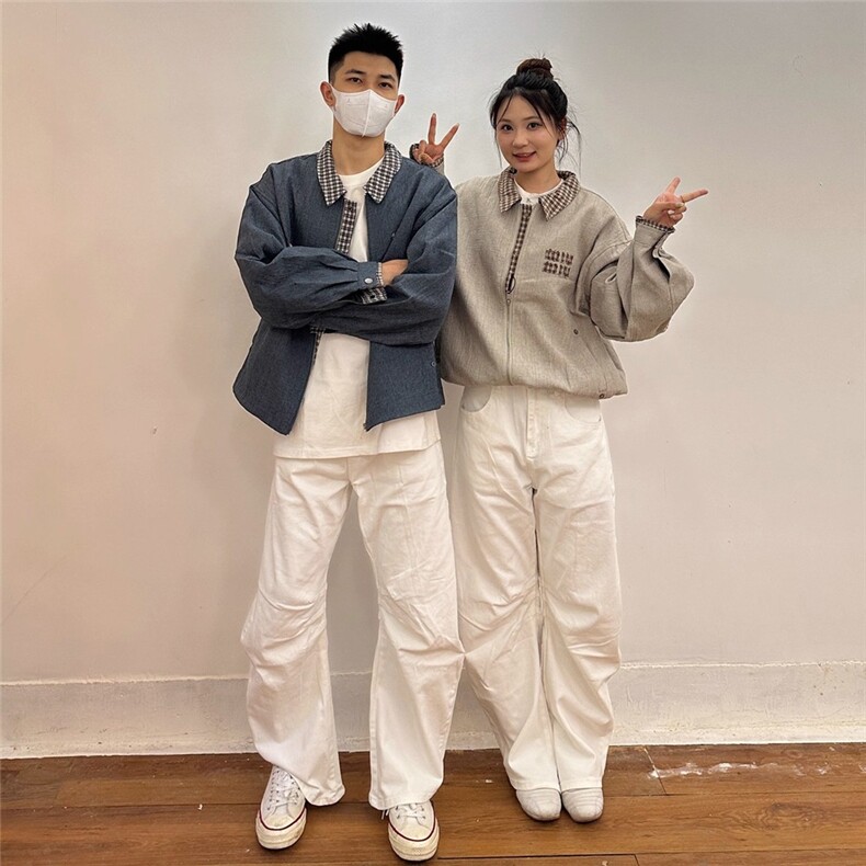 有货。老钱风假两件外套Cleanfit千鸟格男女夹克W6932-P70,男装夹克,星座412-3