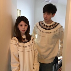 秋季慵懒风气质百搭针织衫复古提花圆领套头毛衣男女MY0023，男装针织衫/毛衣，星座1116A（原606A-3）