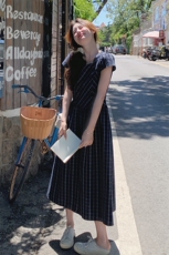 甜美高级感方领格子连衣裙女夏2025新款韩版显瘦通勤小个子a字裙，女装连衣裙，2C201