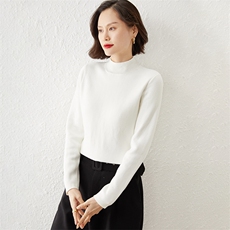 时尚百搭高领仿羊毛针织衫女秋冬季新款显瘦修身长袖打底衫上衣，女装针织衫/毛衣，质第工厂直营店