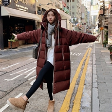 冬季羽绒服女韩系长款高级感连帽2025独特超好看百搭厚外套白鸭绒，女装羽绒服，2C053