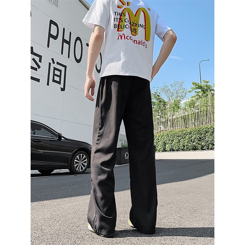 XK439-特P38夏冰丝凉感西裤美式垂感宽松微喇直筒男休闲长裤潮,男装西裤,电商A178