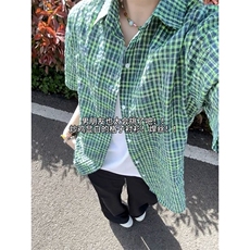 B221美式ins高街宽松薄款泡泡格短袖衬衫SY2548-特P35控59，男装衬衫，电商B221