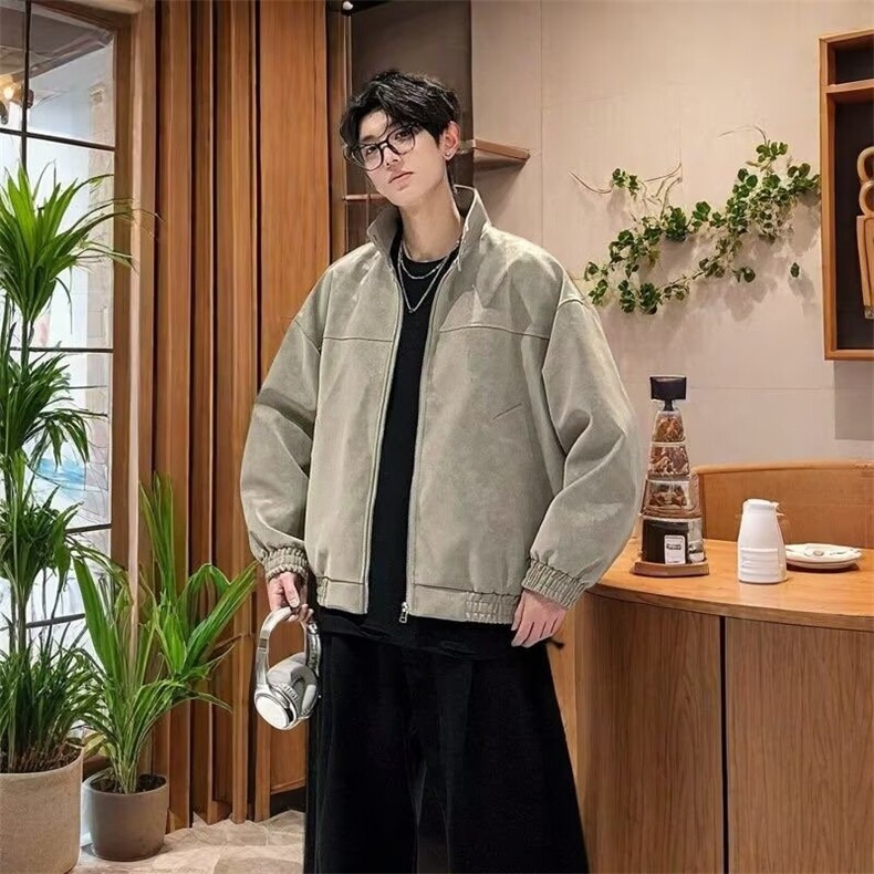 潮牌麂皮绒夹克外套男春秋痞帅飞行员夹克上衣网JK265-P72,男装夹克,星座1001-1